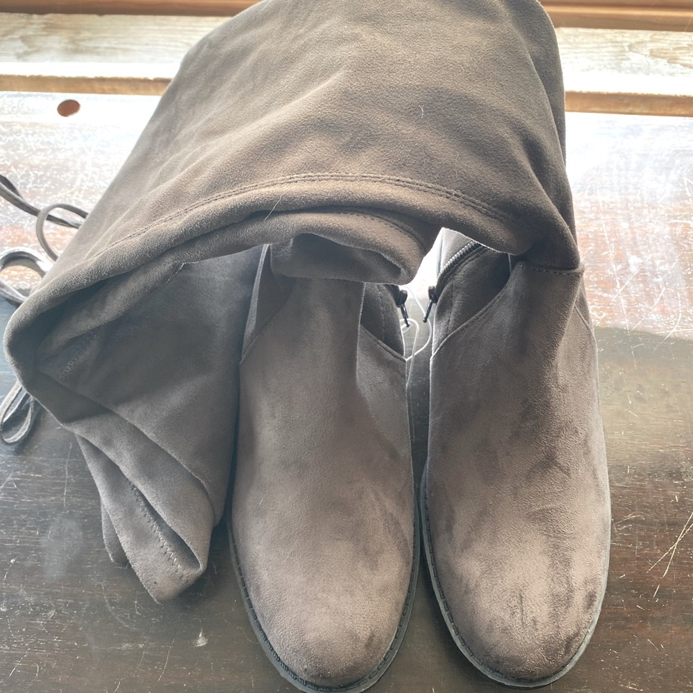 Over the Knee Grey Suede Boots
